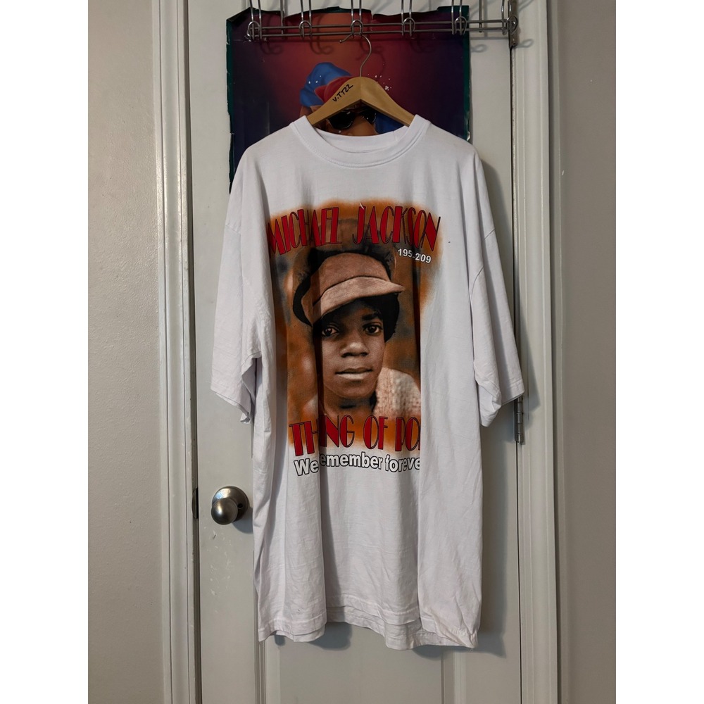 Phat Dog Michael Jackson King of Pop Memorial Graphic T-Shirt White 4XL Mens